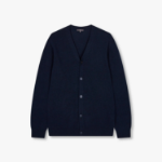 JAJU Merino Wool V-Neck Knit Cardigan – Navy