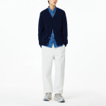 JAJU Merino Wool V-Neck Knit Cardigan – Navy