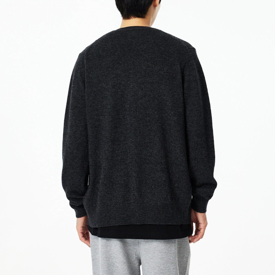 JAJU Merino Wool V-Neck Knit Cardigan – Charcoal