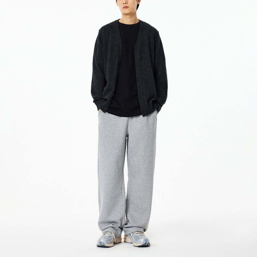 JAJU Merino Wool V-Neck Knit Cardigan – Charcoal