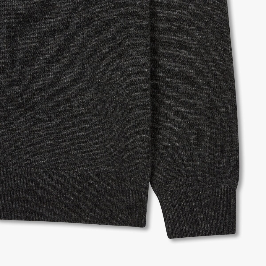 JAJU Merino Wool V-Neck Knit Cardigan – Charcoal