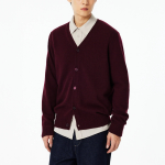 JAJU Merino Wool V-Neck Knit Cardigan – Burgundy