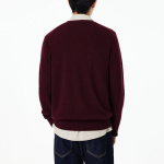 JAJU Merino Wool V-Neck Knit Cardigan – Burgundy