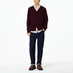 JAJU Merino Wool V-Neck Knit Cardigan – Burgundy