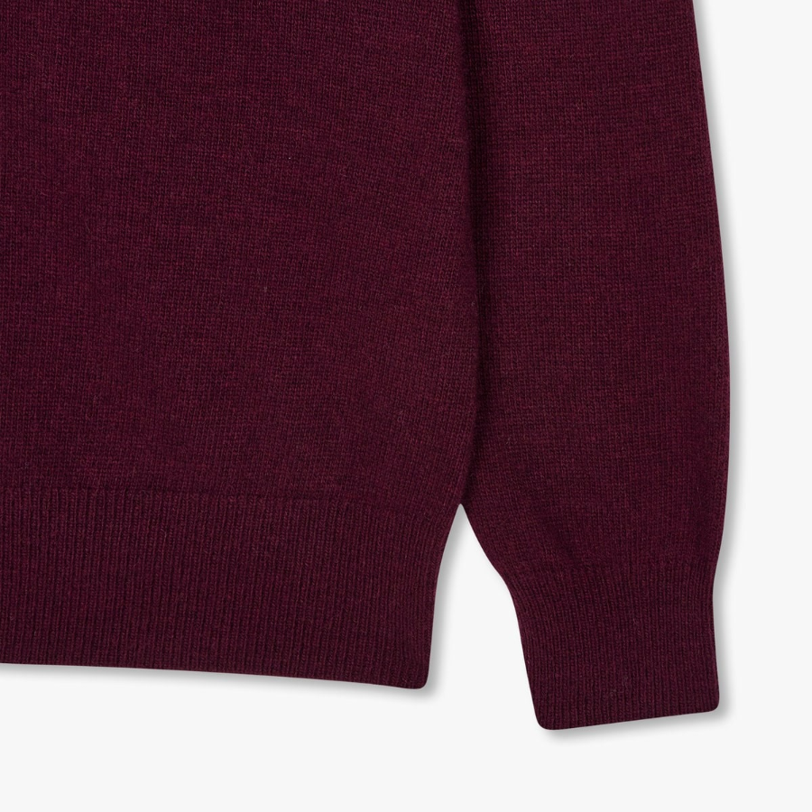 JAJU Merino Wool V-Neck Knit Cardigan – Burgundy