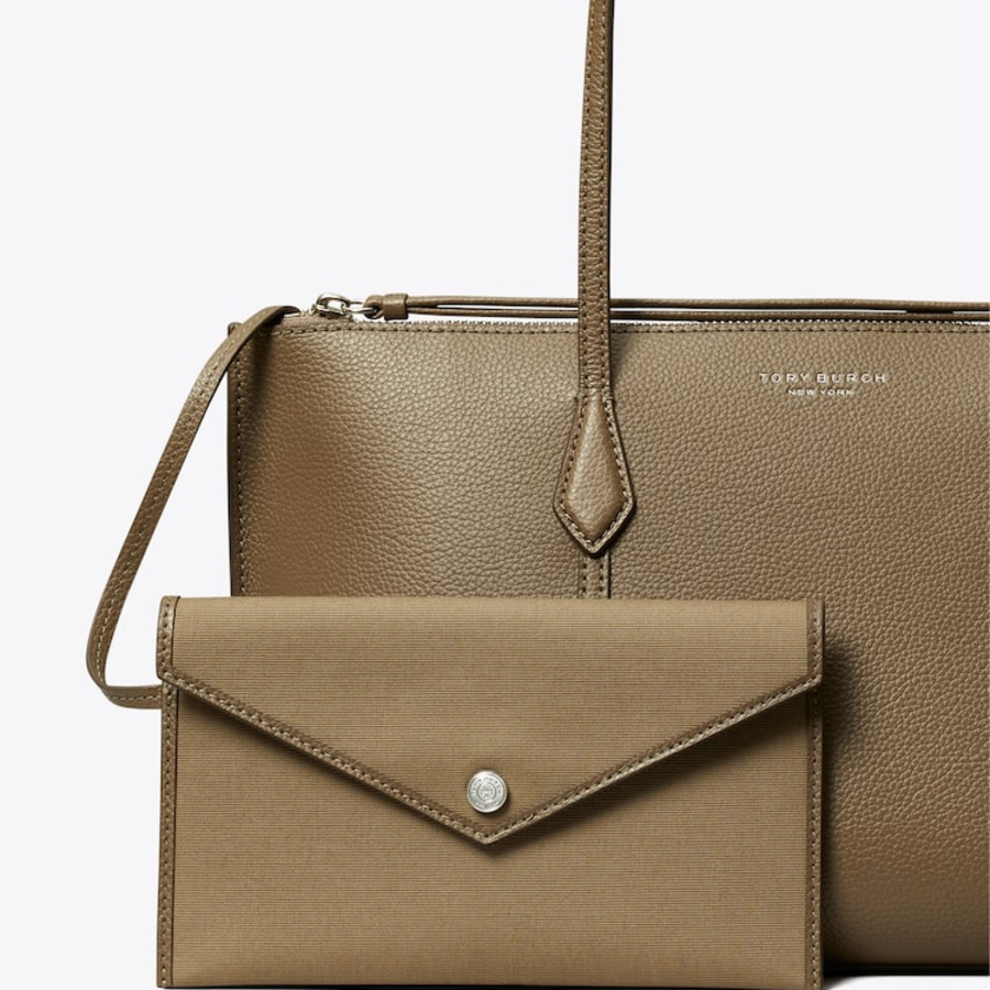 TORY BURCH Perry Small Zip Tote – Brown