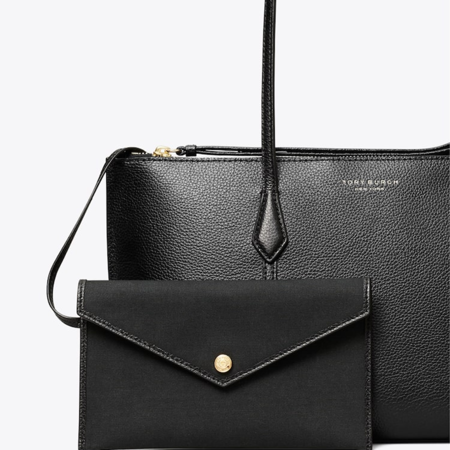TORY BURCH Perry Small Zip Tote – Black
