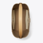 TORY BURCH McGraw T Monogram Leather Small Bucket Bag – White