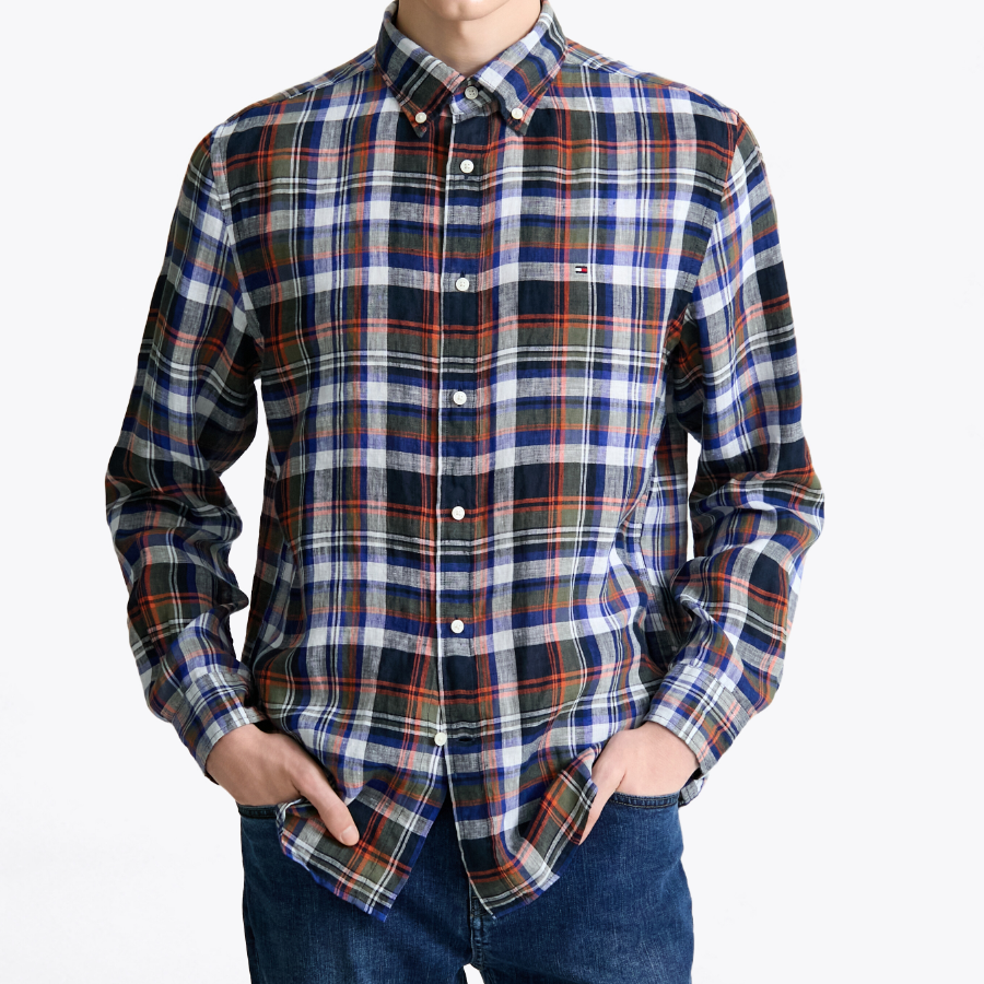 TOMMY HILFIGER [Official Headquarters] [Regular fit] Льняная рубашка в мульти-клетку (T12F3WSH300MT10MS)