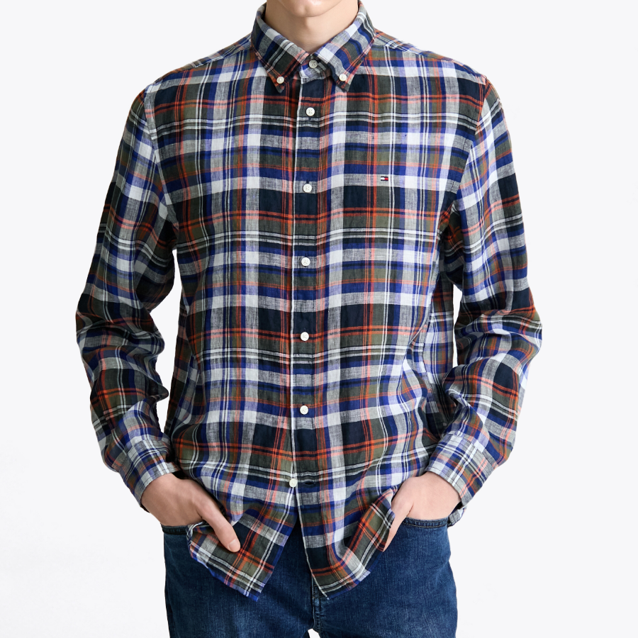 TOMMY HILFIGER [Official Headquarters] [Regular fit] Льняная рубашка в мульти-клетку (T12F3WSH300MT10MS)