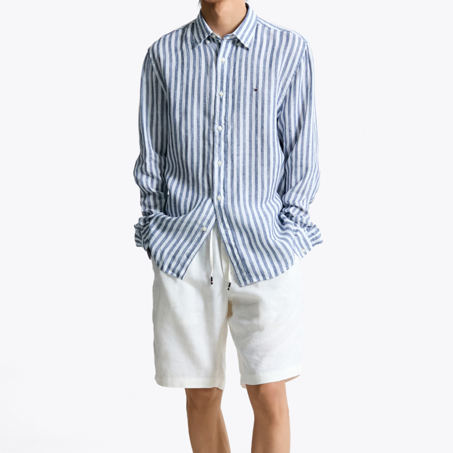 TOMMY HILFIGER [Official Headquarters] [Regular fit] Striped Linen Shirt (T12F1WSH170MT10A5)