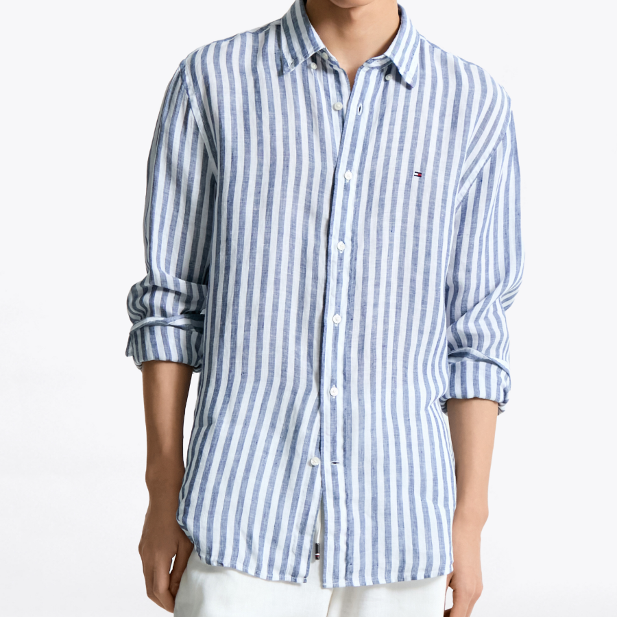 TOMMY HILFIGER [Official Headquarters] [Regular fit] Striped Linen Shirt (T12F1WSH170MT10A5)