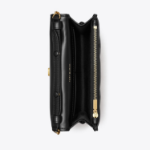 TORY BURCH Kira Diamond Quilt Mini Top Handle Chain Wallet – Black