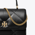 TORY BURCH Kira Diamond Quilt Mini Top Handle Chain Wallet – Black