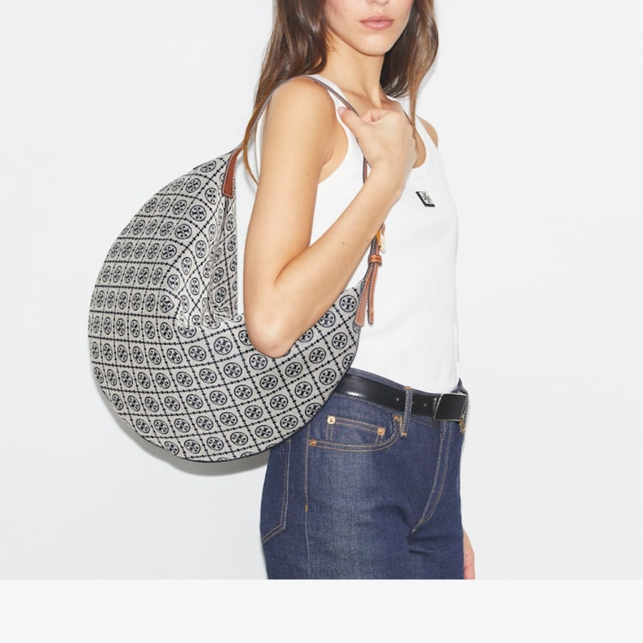 TORY BURCH T Monogram Balloon Bag – Beige