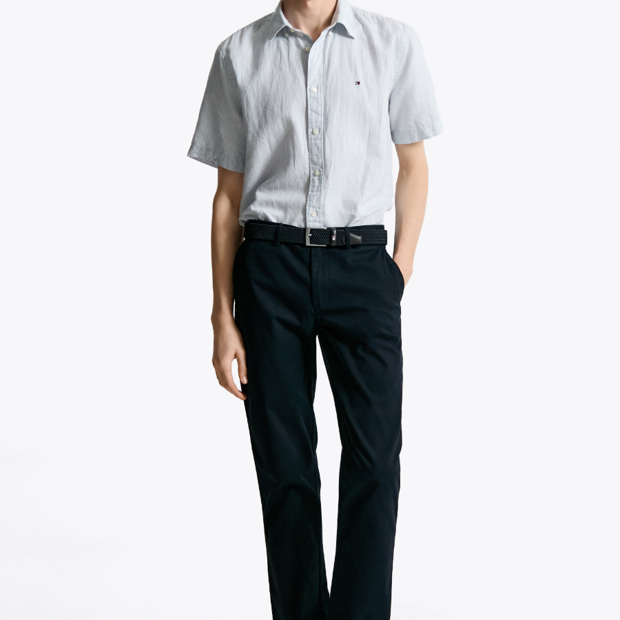 TOMMY HILFIGER [Official Headquarters] [Regular fit] Linen Blended Stripe Short Sleeve Shirt (T12F3WSH130MT10A5)