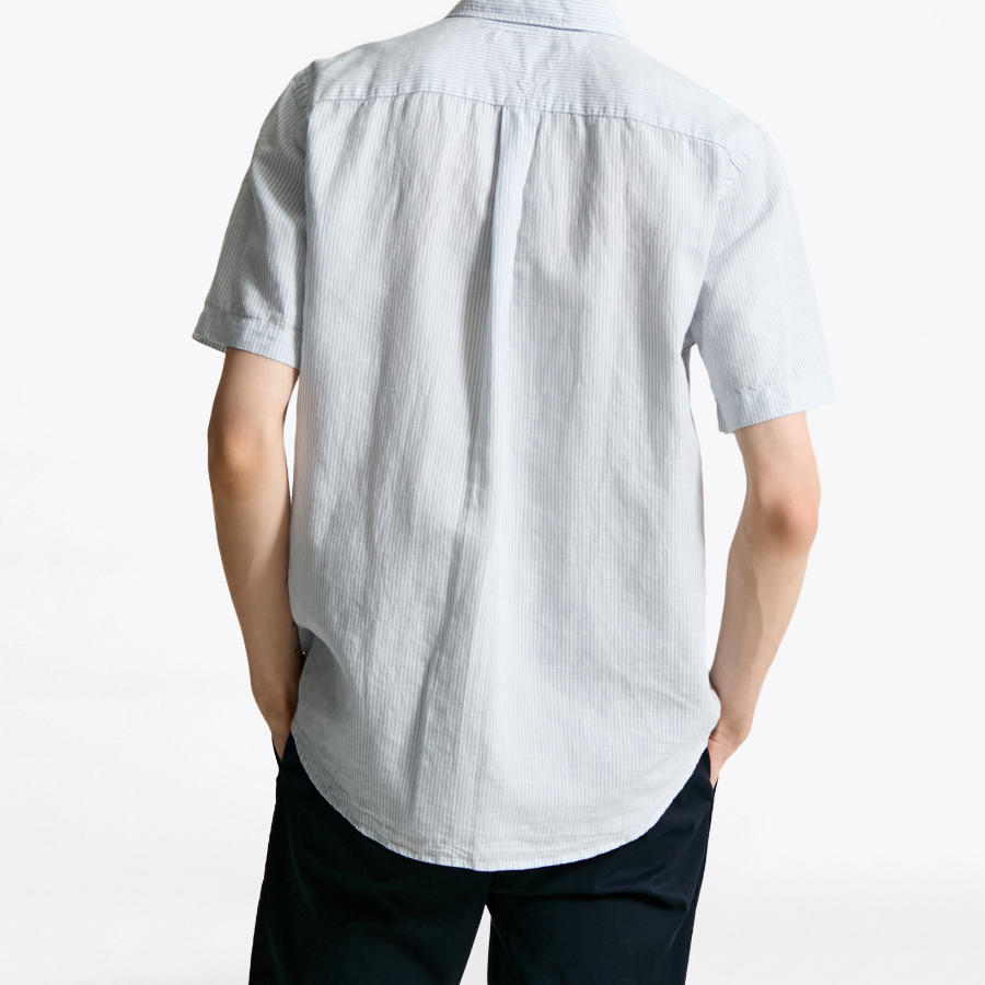 TOMMY HILFIGER [Official Headquarters] [Regular fit] Linen Blended Stripe Short Sleeve Shirt (T12F3WSH130MT10A5)