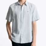 TOMMY HILFIGER [Official Headquarters] [Regular fit] Linen Blended Stripe Short Sleeve Shirt (T12F3WSH130MT10A5)