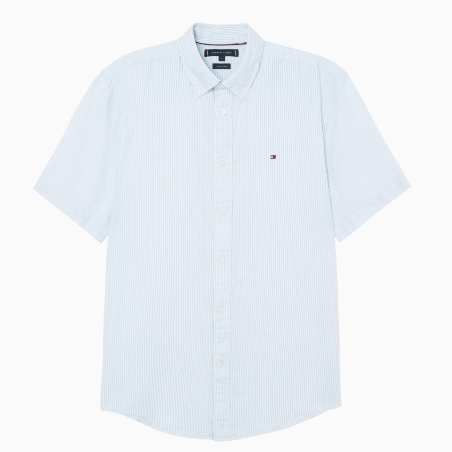 TOMMY HILFIGER [Official Headquarters] [Regular fit] Linen Blended Stripe Short Sleeve Shirt (T12F3WSH130MT10A5)