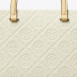 TORY BURCH T Monogram Pebble Square Tote – Warm White