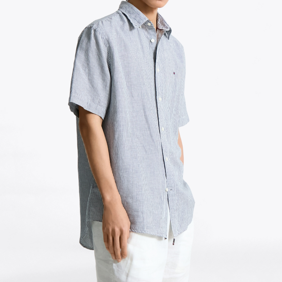 TOMMY HILFIGER [Official Headquarters] [Regular fit] Linen Blended Stripe Short Sleeve Shirt (T12F3WSH130MT10A4)