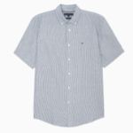 TOMMY HILFIGER [Official Headquarters] [Regular fit] Linen Blended Stripe Short Sleeve Shirt (T12F3WSH130MT10A4)