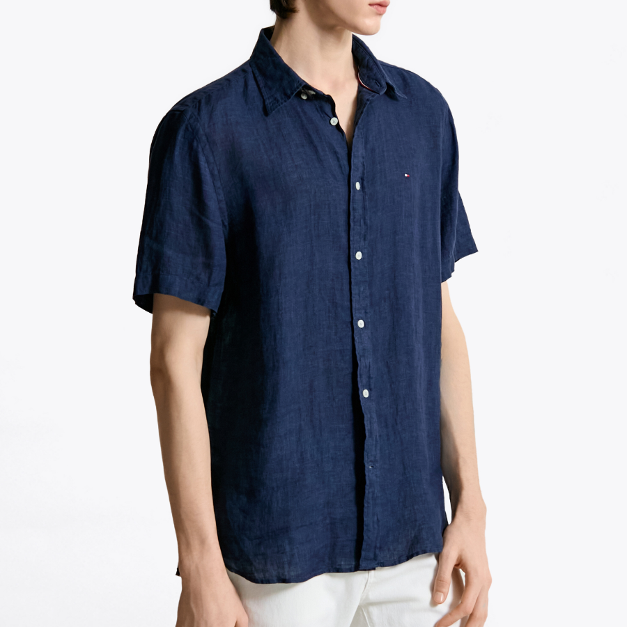 TOMMY HILFIGER [Official Headquarters] [Regular fit] Pigment Dyed Linen Short Sleeve Shirt (T12F3WSH120MT1DCC)