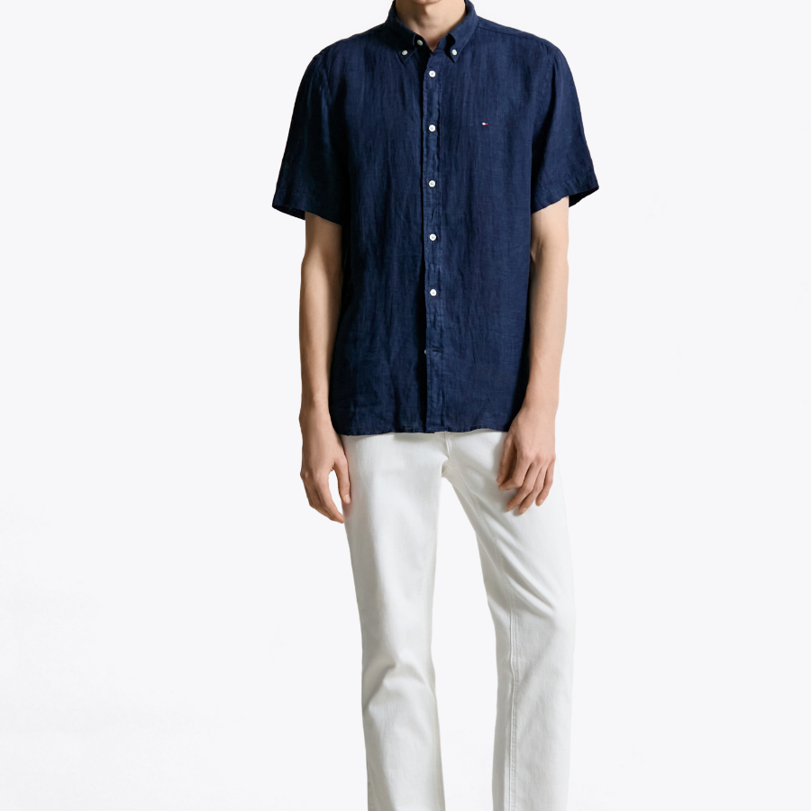 TOMMY HILFIGER [Official Headquarters] [Regular fit] Pigment Dyed Linen Short Sleeve Shirt (T12F3WSH120MT1DCC)
