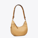 TORY BURCH T Monogram Pebble Crescent Bag – Cream