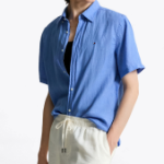 TOMMY HILFIGER [Official Headquarters] [Regular fit] Pigment Dyed Linen Short Sleeve Shirt (T12F3WSH120MT1C30)