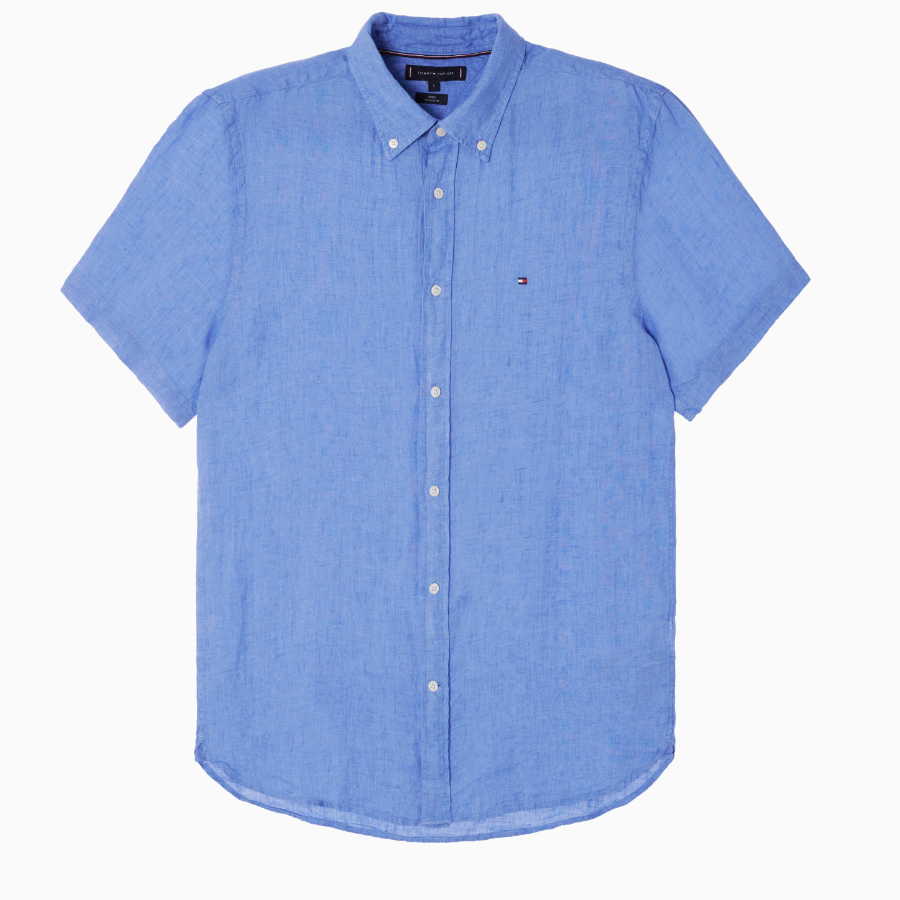 TOMMY HILFIGER [Official Headquarters] [Regular fit] Pigment Dyed Linen Short Sleeve Shirt (T12F3WSH120MT1C30)