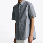 TOMMY HILFIGER [Official Headquarters] [Regular fit] Poplin Houndstooth Short Sleeve Shirt (T12F3WSH150MT10GY)