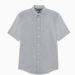 TOMMY HILFIGER [Official Headquarters] [Regular fit] Poplin Houndstooth Short Sleeve Shirt (T12F3WSH150MT10GY)