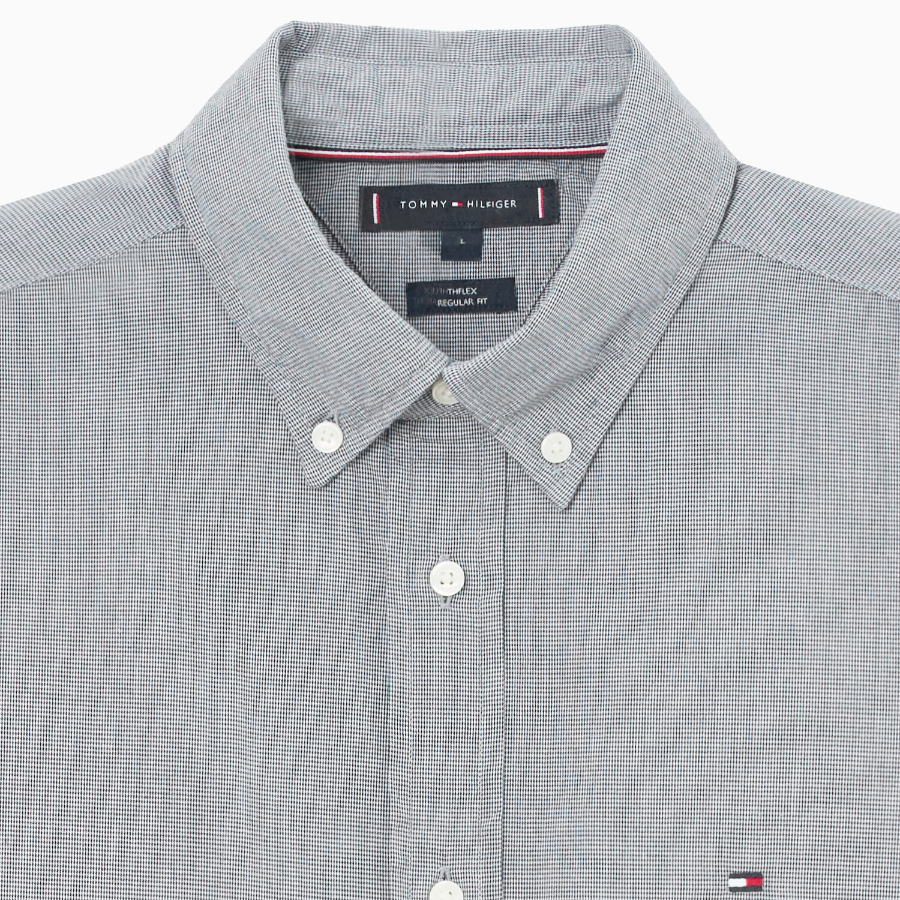 TOMMY HILFIGER [Official Headquarters] [Regular fit] Poplin Houndstooth Short Sleeve Shirt (T12F3WSH150MT10GY)