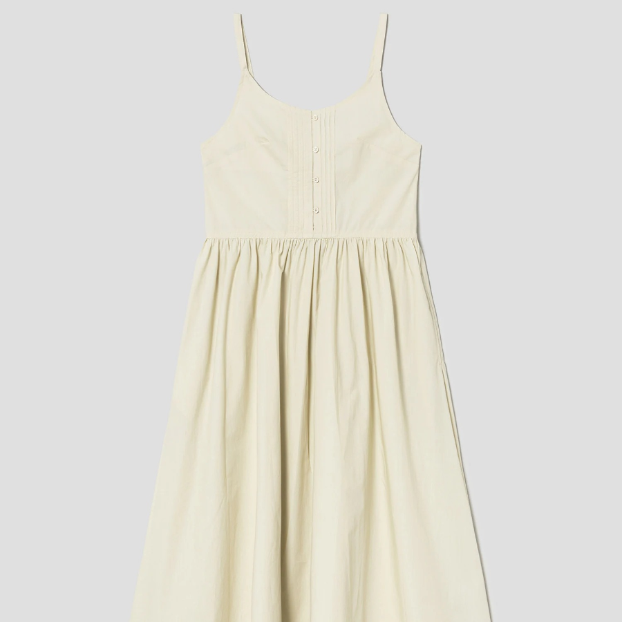 8 seconds 50s Cotton Layered Long Dress — Ivory