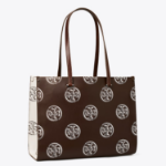 TORY BURCH T Monogram Contrast Embossed Tote – Chocolate
