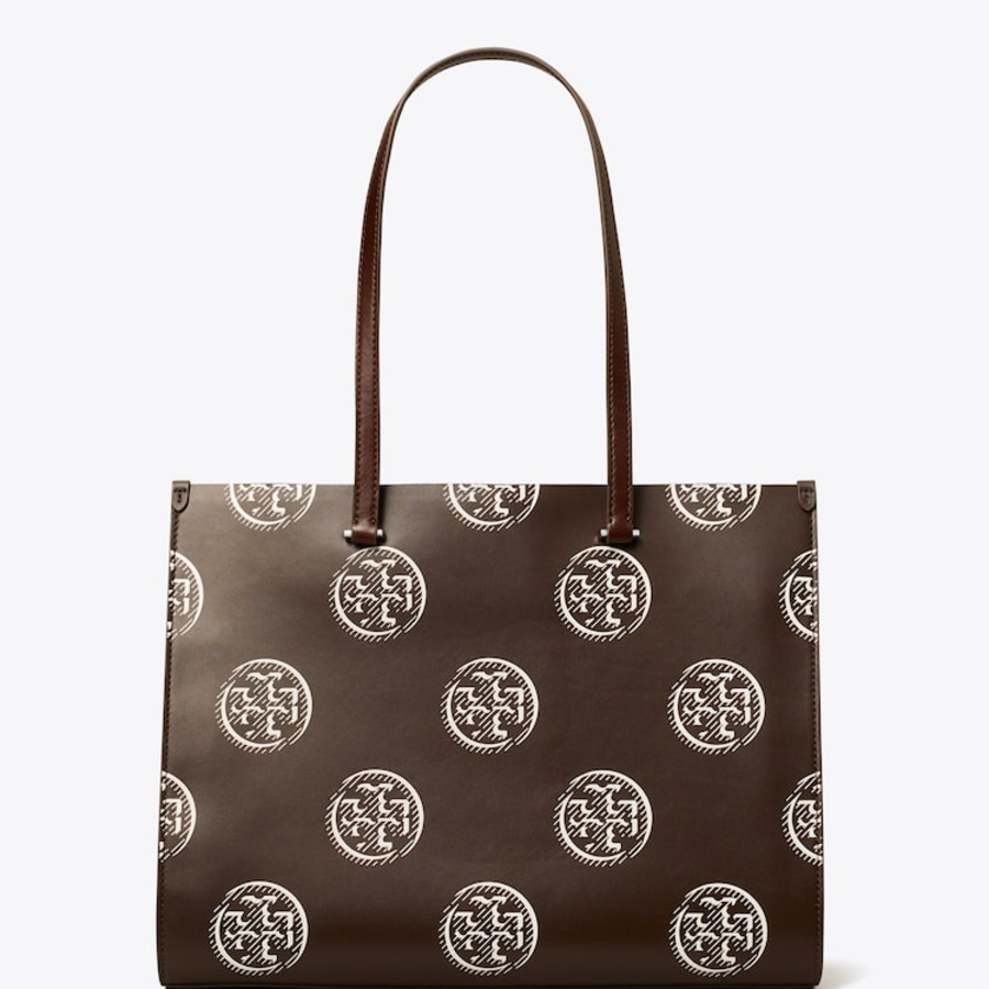 TORY BURCH T Monogram Contrast Embossed Tote – Chocolate