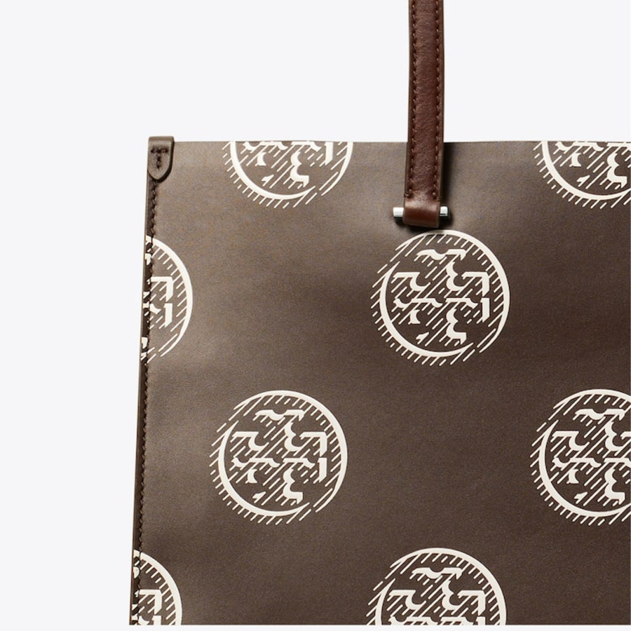 TORY BURCH T Monogram Contrast Embossed Tote – Chocolate