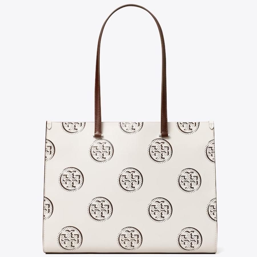 TORY BURCH T Monogram Contrast Embossed Tote – Chocolate