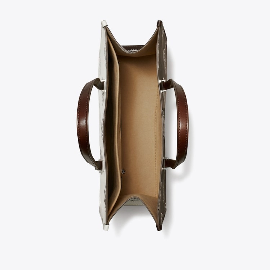 TORY BURCH T Monogram Contrast Embossed Tote – Chocolate
