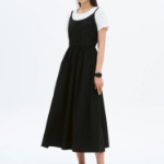 8 seconds 50s Cotton Layered Long Dress — Black