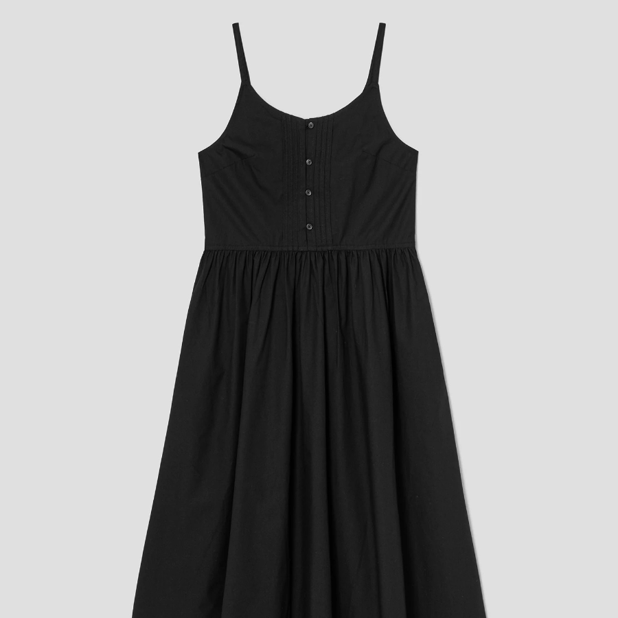 8 seconds 50s Cotton Layered Long Dress — Black