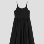 8 seconds 50s Cotton Layered Long Dress — Black