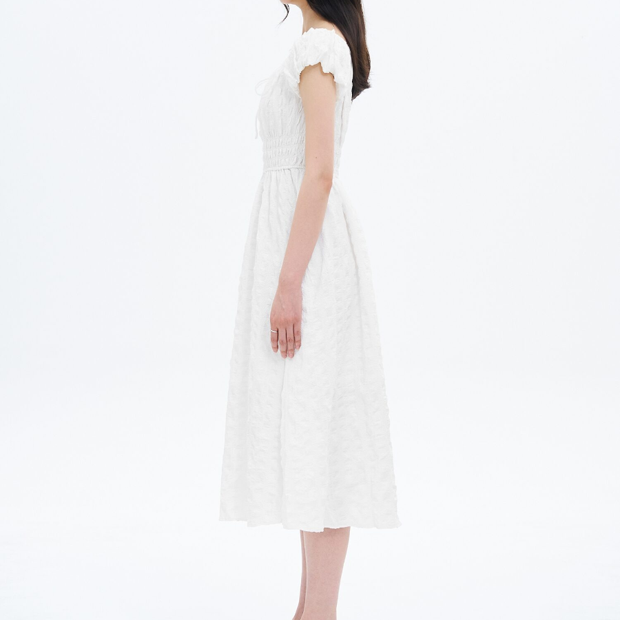 8 seconds Textured Sleeveless Long Dress — White