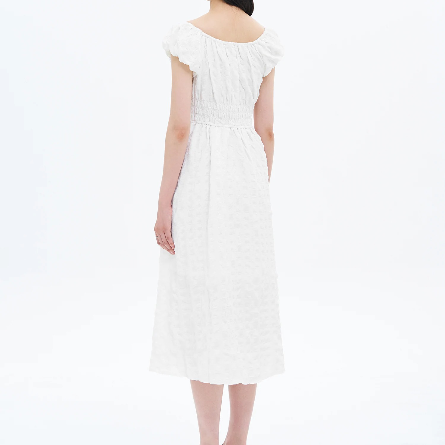 8 seconds Textured Sleeveless Long Dress — White