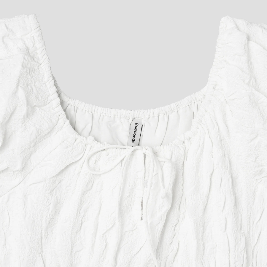 8 seconds Textured Sleeveless Long Dress — White