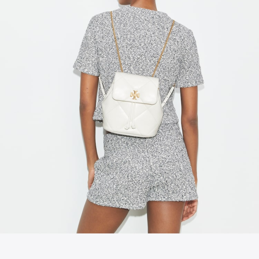 TORY BURCH Kira Diamond Quilt Small Backpack – White
