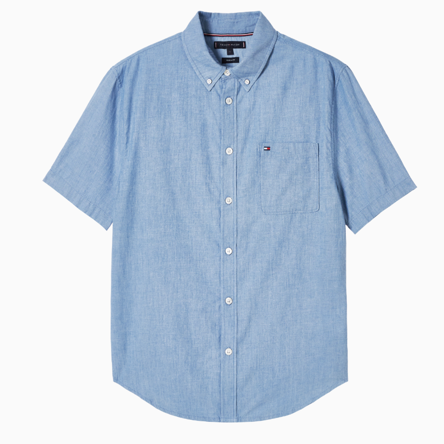 TOMMY HILFIGER [Official Headquarters] [Regular fit] Denim Pocket Short Sleeve Shirt (T12F1WSH711MLMC1O)