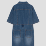 8 seconds Shirt Style Short Sleeve Denim Dress — Blue