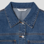 8 seconds Shirt Style Short Sleeve Denim Dress — Blue